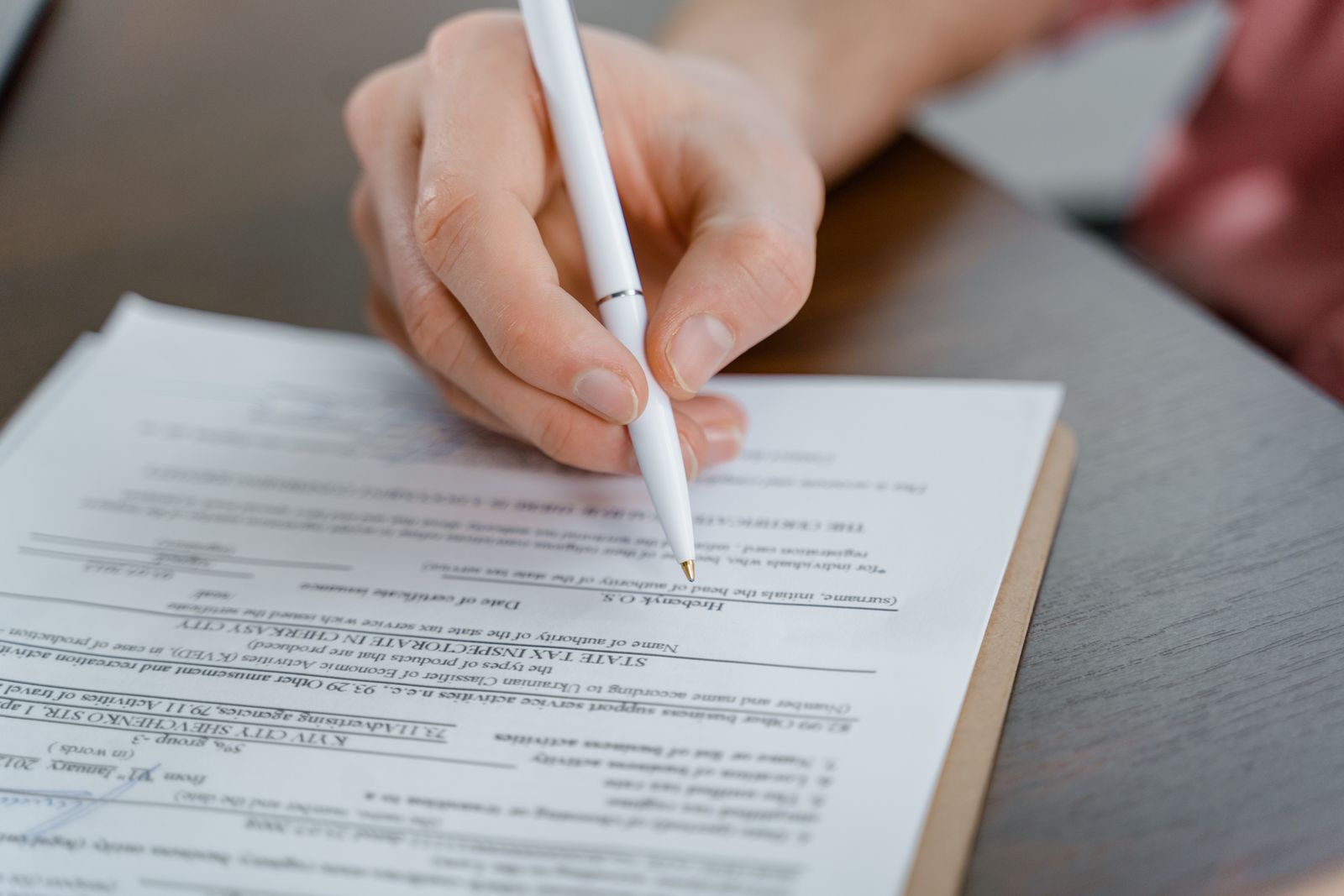 A discovery packet being marked up by hand